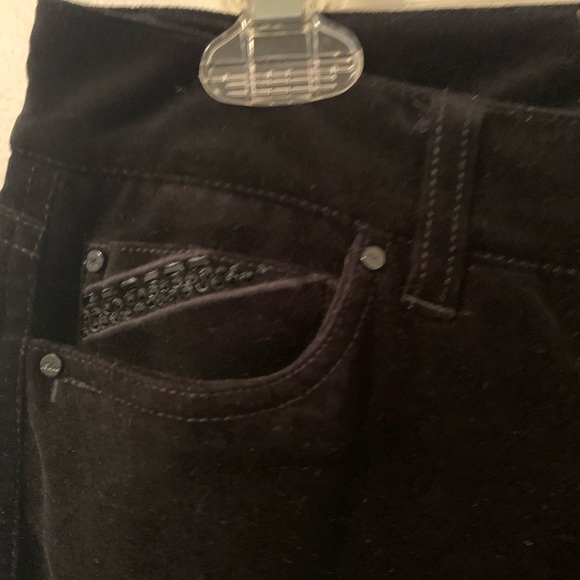 WHBM Black Velour Feel Pants with beaded design on pockets - Picture 3 of 7